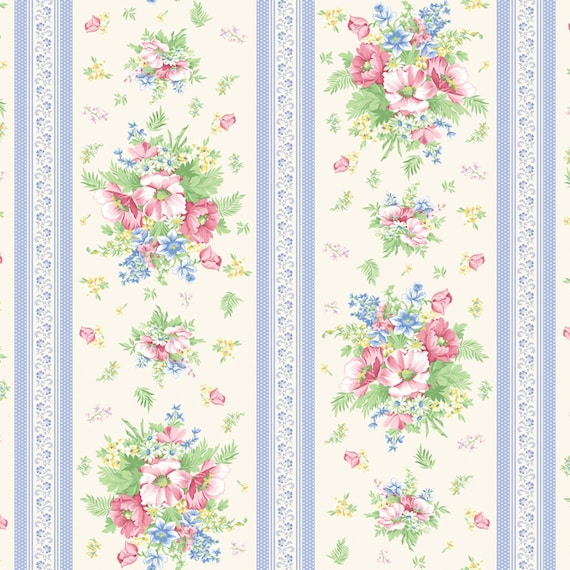 April's Garden...Charming Stripe...Cream...16538B-07...April Cornell...Benartex