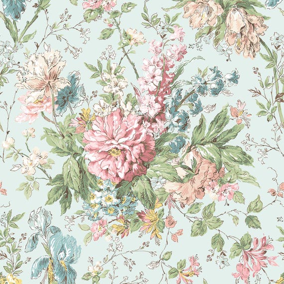 Terrace Blooms....MAS10820-B...Blue...Focal Floral...Maywood Studio