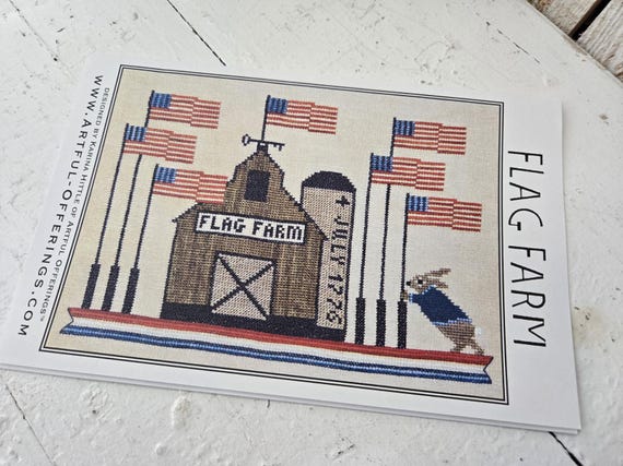 Flag Farm...Artful Offerings...cross stitch chart...Independence Day...Patriotic...Americana