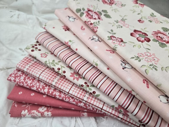 A Very Sweet Christmas...fat quarter Pink Rose Blush bundle...Anne Sutton/Bunny Hill Designs...Moda Fabrics...9 prints