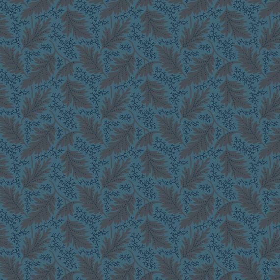 Midnight Bloom....MAS11262-NA...Navy/Brown...Leaves...Maywood Studio