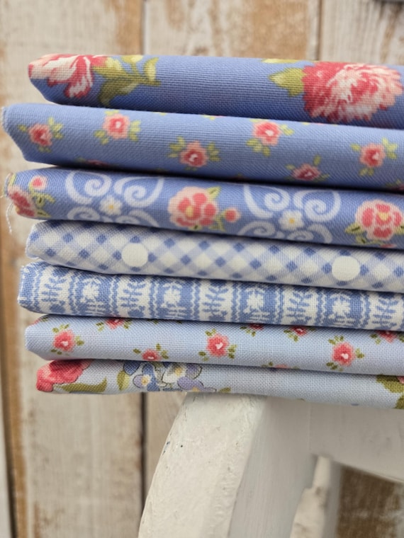 Memory Lane...Blue/Sky HALF Yard Bundle...Brenda Riddle of Acorn Quilt Company...Moda Fabrics...7 prints