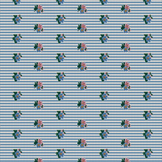 Heritage Garden...DV7517...Summer Path Blue...Emma Newman of Gathering Thread...Devonstone Collection