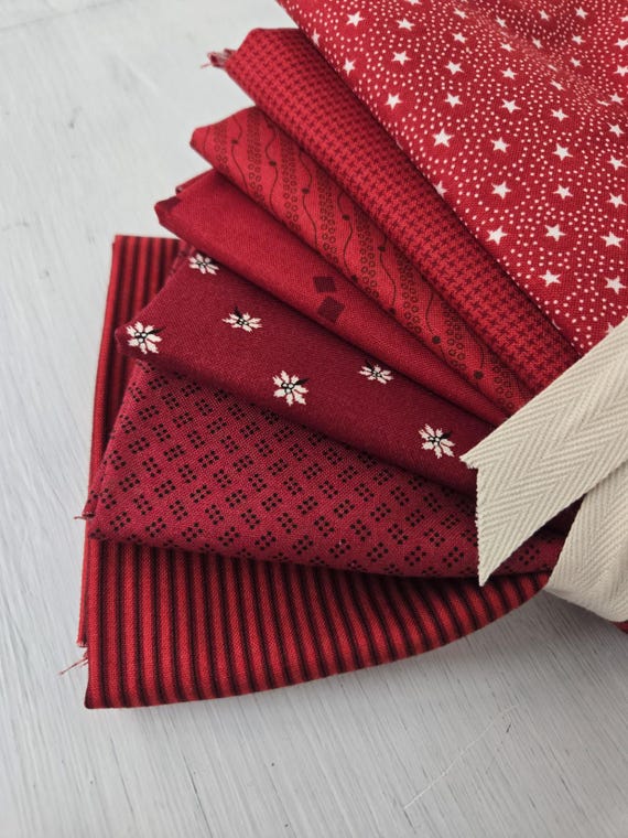 Joyful Gatherings II...HALF Yard Red bundle...Primitive Gatherings...Moda Fabrics...7 prints