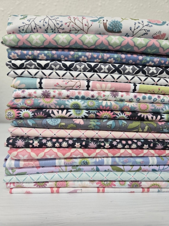 Le Petit Escargot...HALF Yard bundle...Lori Woods...Poppie Cotton...18 prints