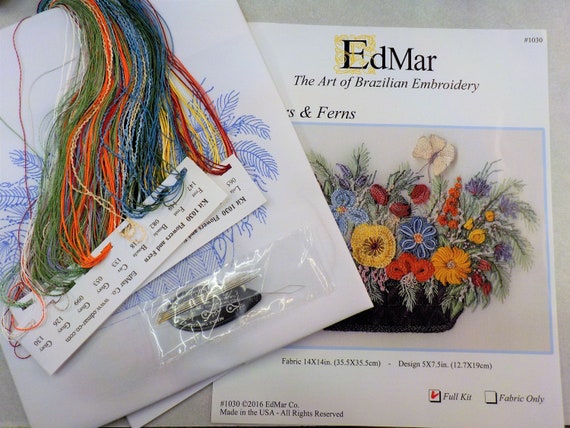 Flowers & Ferns...EdMar kit #1030...Brazilian embroidery
