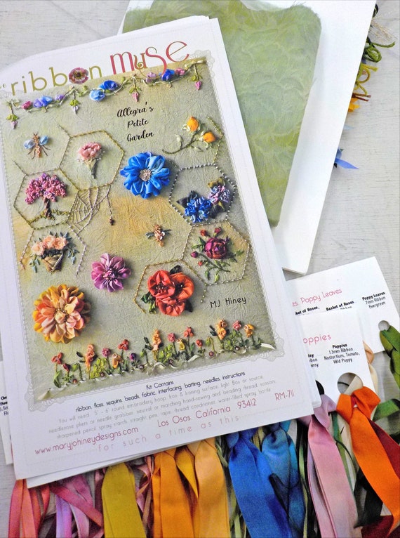 Allegra's Petite Garden by MJ Hiney...the Ribbon Muse...complete kit including beads and sequins with instructions