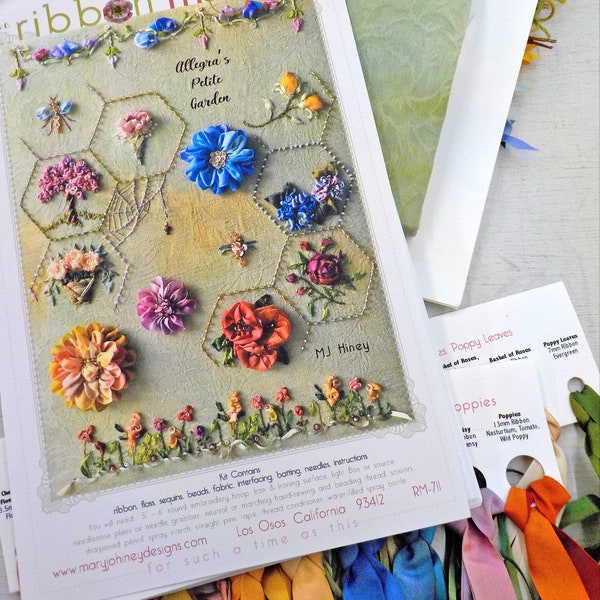 Allegra's Petite Garden by MJ Hiney...the Ribbon Muse...complete kit including beads and sequins with instructions