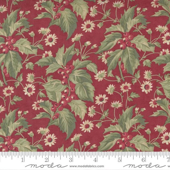 Poinsettia Plaza Crimson 44291 12 by 3 Sisters for Moda Fabrics