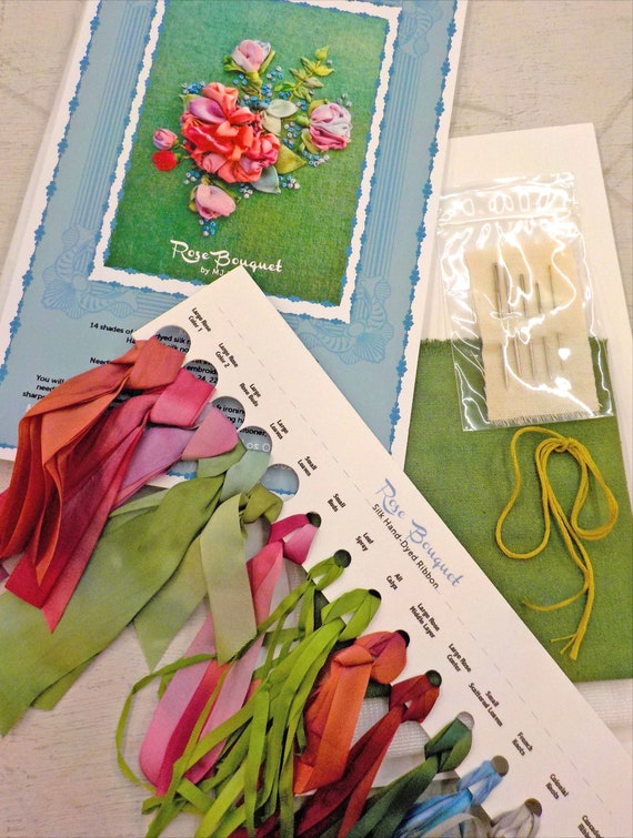 Rose Bouquet by MJ Hiney...the Ribbon Muse...complete kit including beads and sequins with instructions