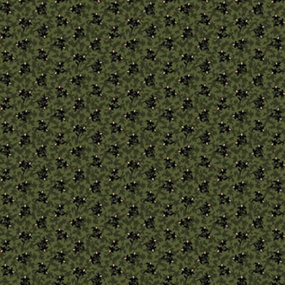 Cotton Thimble Miniatures...R171493D green...petite bouquet...Pam Buda...Marcus Fabrics
