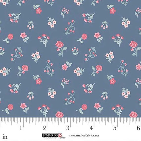 Beautiful Bowquets...8889-72 Blue Scattered Flowers...Maureen Fiorellini...Studio e Fabrics