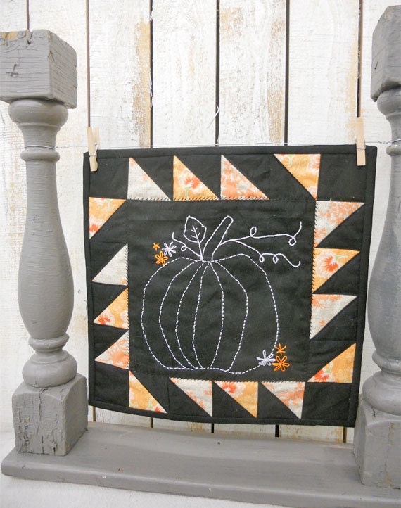 Schoolhouse Pumpkin kit...halloween diy, halloween embroidery, halloween kit, pattern designed by Mickey Zimmer for Sweetwater Cotton Shoppe
