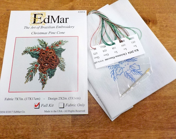 Christmas Pine Cone #2054...EdMar kit...Brazilian embroidery...christmas kit...christmas embroidery