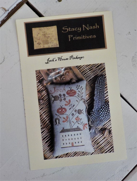 Jack's House Pinkeep by Stacy Nash Primitives...cross stitch pattern, Halloween chart