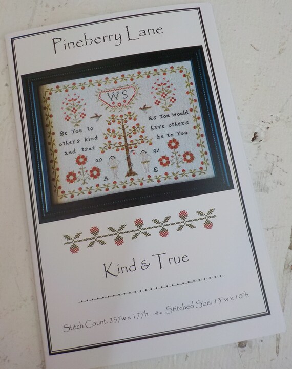 Kind & True by Pineberry Lane...Adam and Eve sampler, cross stitch chart