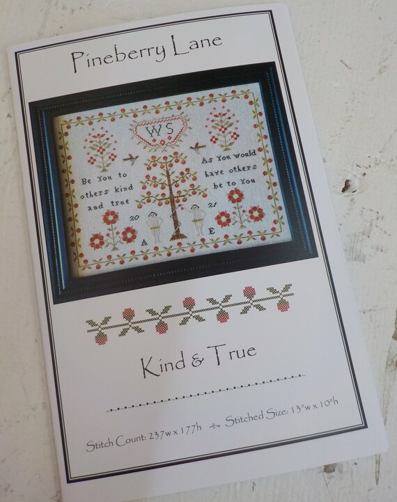 Kind & True by Pineberry Lane...Adam and Eve sampler, cross stitch chart