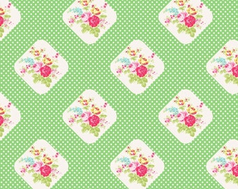 Posie TW08 green by Tanya Whelan...cottage style print, green