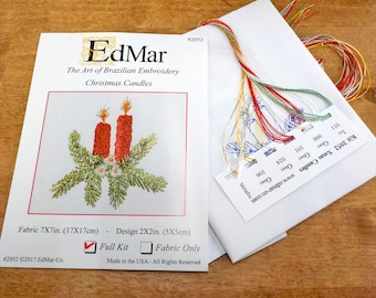 Christmas Candles #2052...EdMar kit...Brazilian embroidery...christmas kit...christmas embroidery