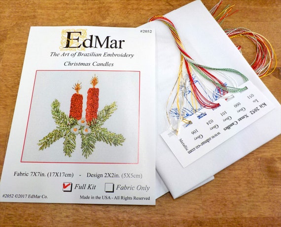 Christmas Candles #2052...EdMar kit...Brazilian embroidery...christmas kit...christmas embroidery