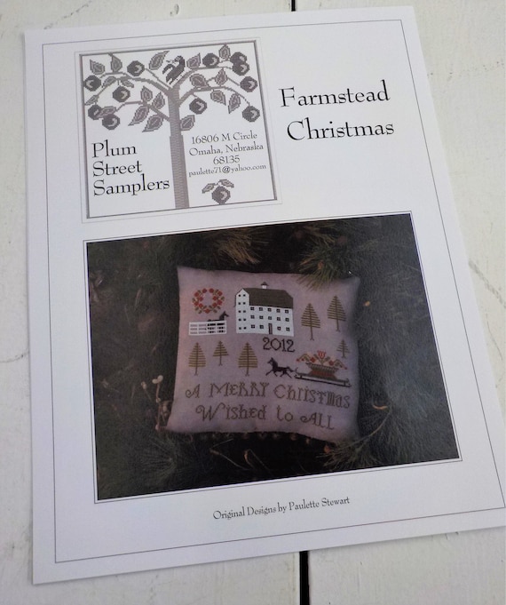 Farmstead Christmas by Plum Street Samplers...cross stitch pattern, Christmas cross stitch, winter cross stitch