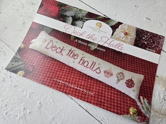 Deck the Halls...October House Fiber Arts...cross stitch chart...skinny mini pattern...Christmas