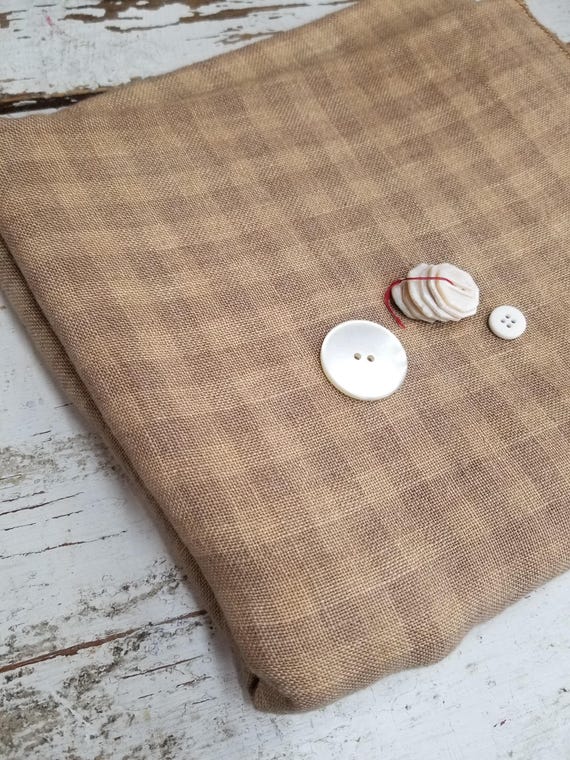 Weeks Dye Works, Gingham Cocoa, Fat Quarter, 100% linen, cross stitch linen
