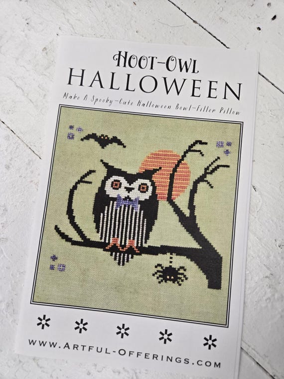 Hoot-Owl Halloween...Artful Offerings...cross stitch chart...autumn