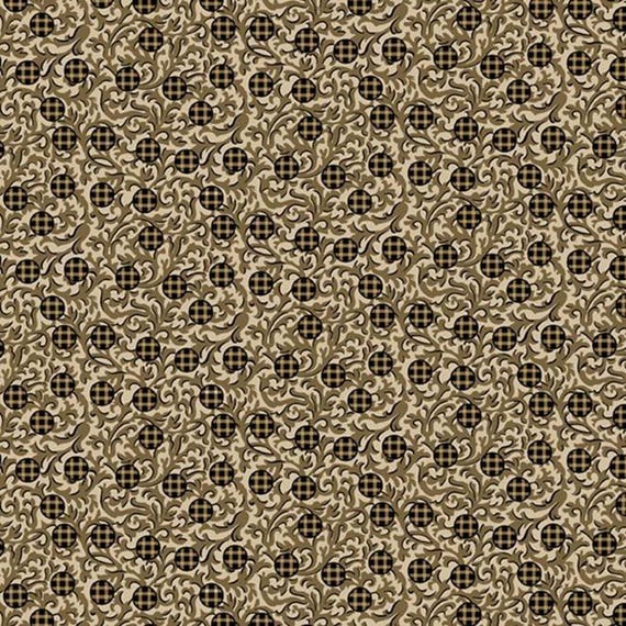 Bluebird Manor...Gingham Dots R221047D TAN...Paula Barnes...Marcus Fabrics