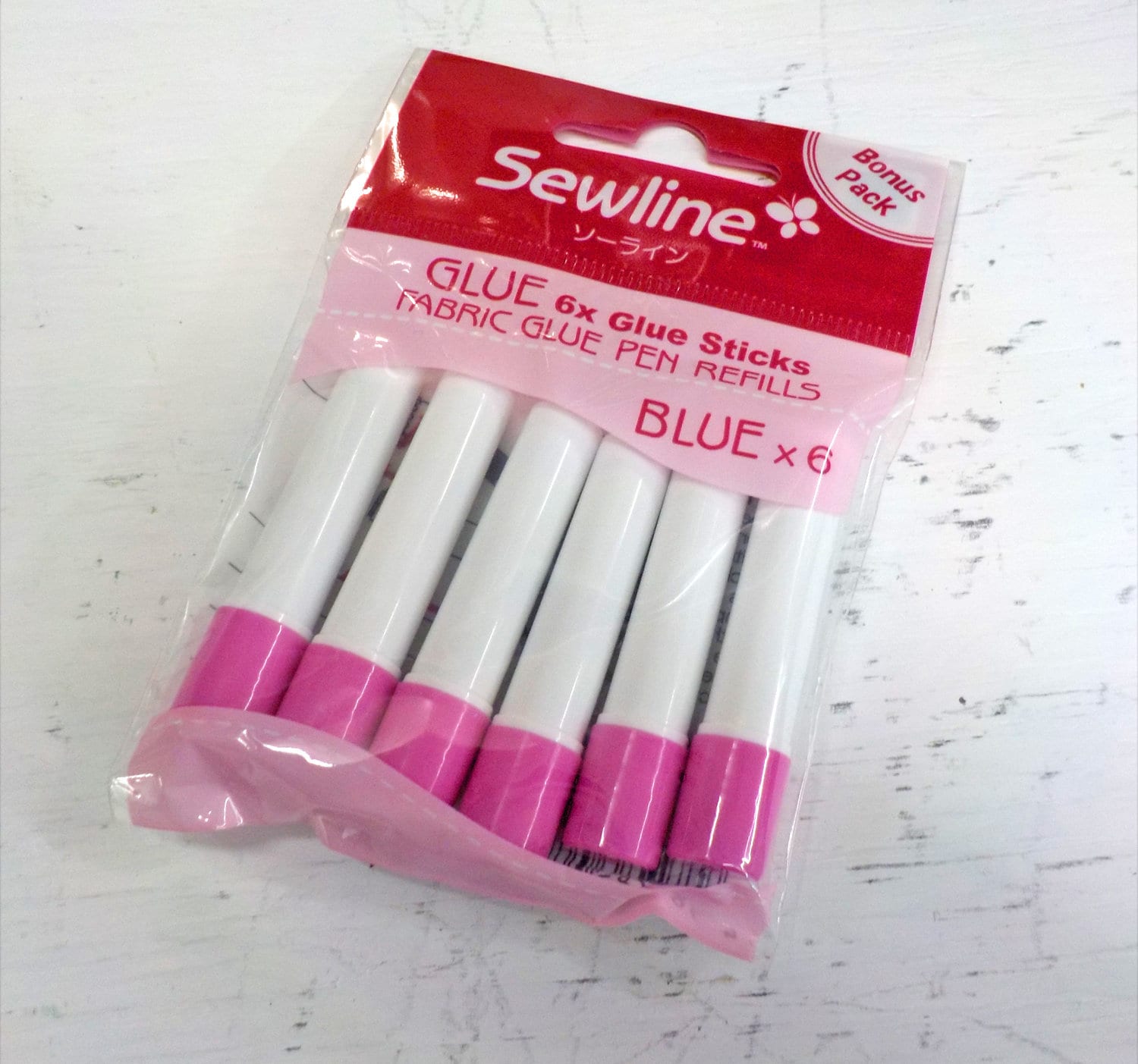 Sewline Fabric Glue Pen RefillsBlue pack of 6 glue sticks