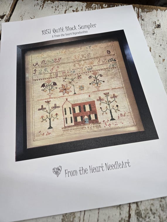 1857 Quilt Block Sampler...A From the Heart--NeedleArt by Wendy...cross stitch pattern Reproduction