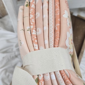 Dainty Meadow...Rose, Blush, Peachy, & Coral FQ bundle...Heather Briggs of My Sew Quilty Life...Moda Fabrics...9 prints