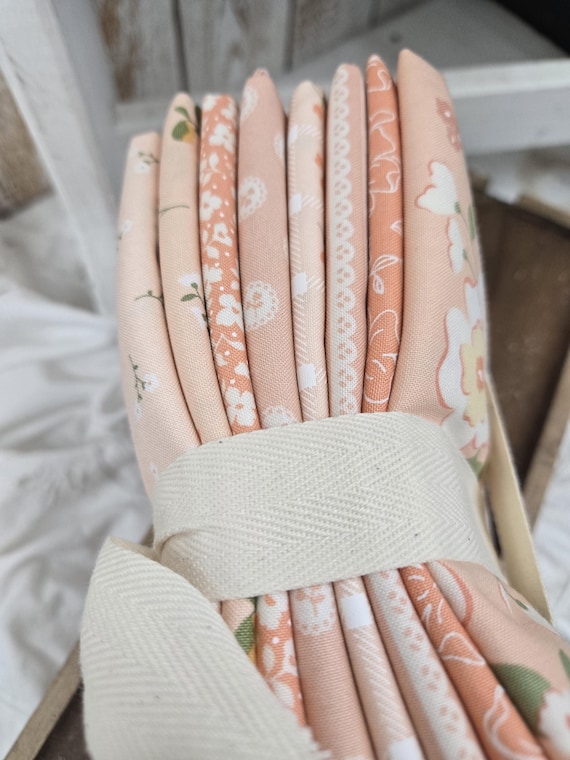 Dainty Meadow...Rose, Blush, Peachy, & Coral FQ bundle...Heather Briggs of My Sew Quilty Life...Moda Fabrics...9 prints