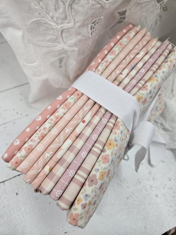 Cottage Charm...HALF YARD Faded Rose & Peach Bundle...Heather Briggs of My Sew Quilty Life...Moda Fabrics...9 prints