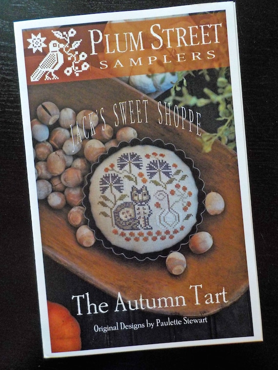 The Autumn Tart, Jack's Sweet Shoppe, by Plum Street Samplers...cross stitch pattern, Halloween cross stitch, autumn cross stitch