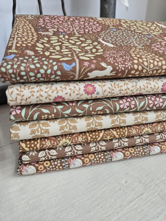 Sanctuary & Mira...Caramel and Ochre...HALF Yard Bundle...a Tilda Collection...Tone Finnanger...7 prints