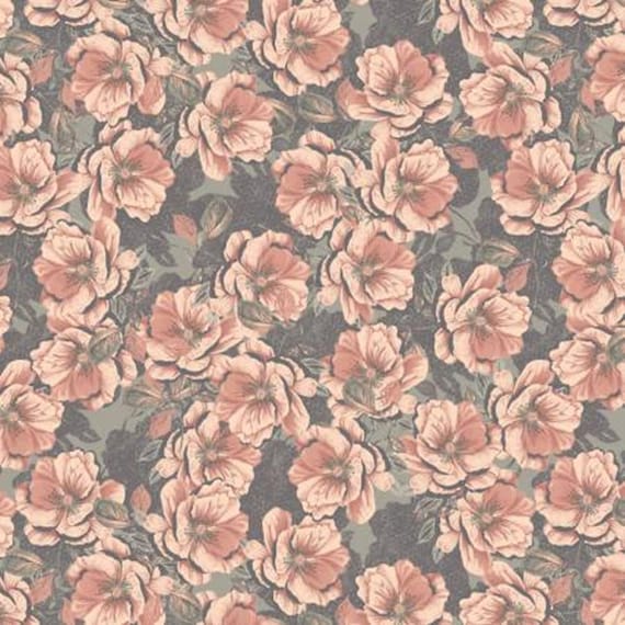 Rosalind Grey...50250202-01...Grey...Camellia Blossoms...Andrea Jasid Grassi...Camelot Fabrics