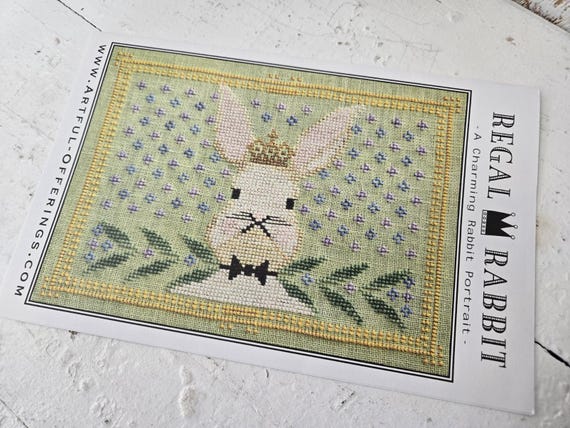 Regal Rabbit -A Charming Rabbit Portrait-...Artful Offerings...cross stitch chart...Easter...spring...rabbit
