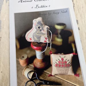 Bobbin, Animal Crackers Series by Stacy Nash Primitives...cross stitch chart, mouse