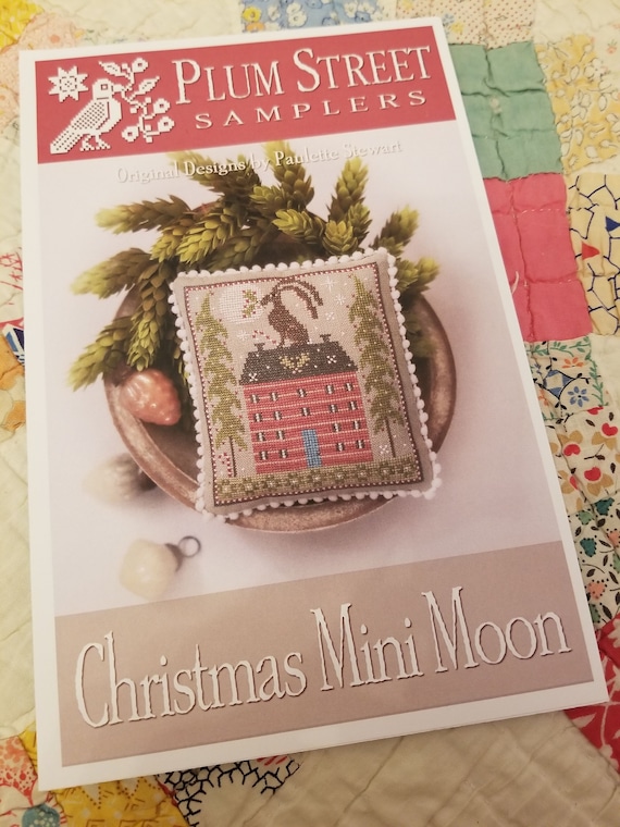 Christmas Mini Moon by Plum Street Samplers...cross stitch pattern, Christmas cross stitch, winter cross stitch