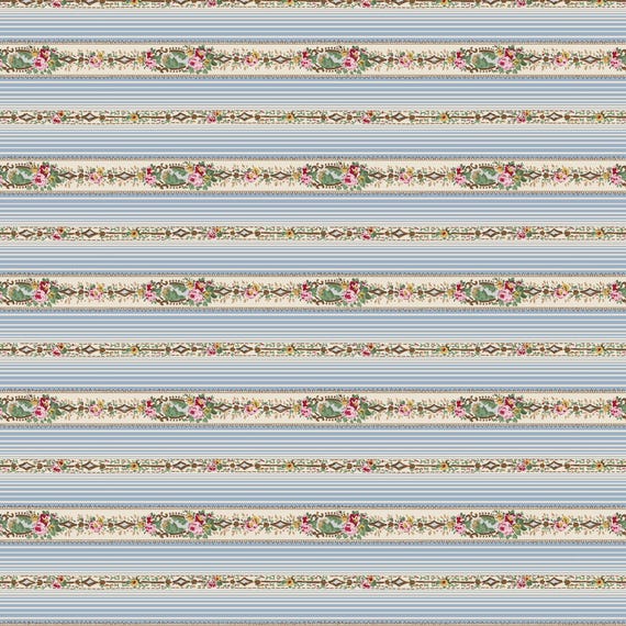 Heritage Garden...DV7506...Petal Cascade Blue...Emma Newman of Gathering Thread...Devonstone Collection