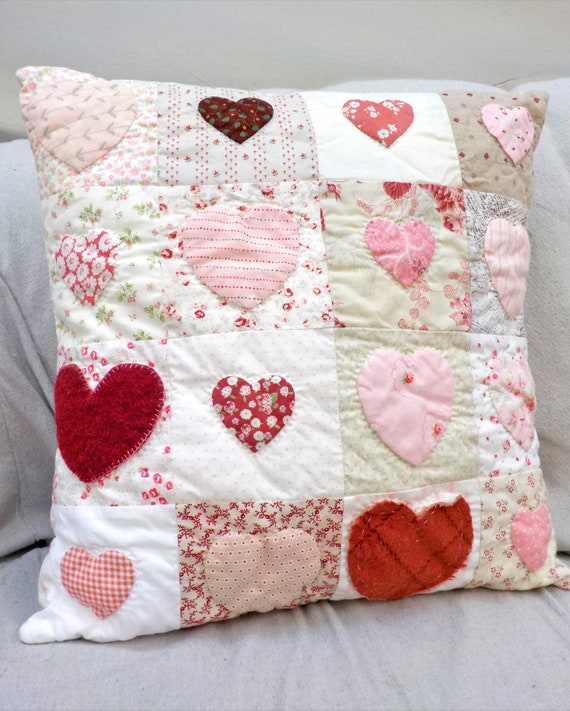 Cottage Hearts pillow kit...Valentine's Day pillow, cottage style pillow, DIY kit