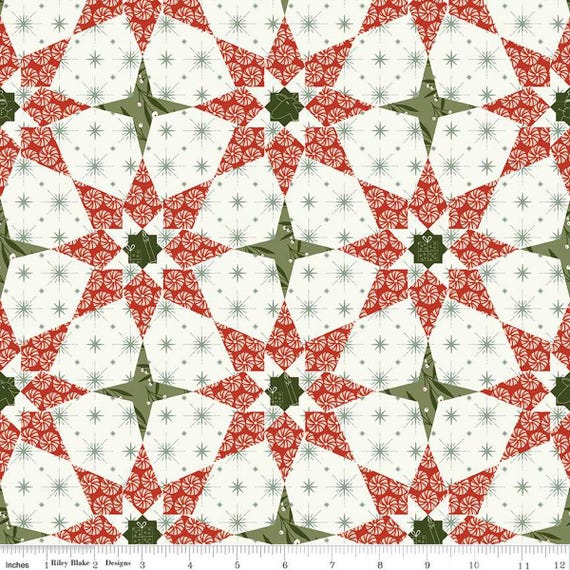 Christmas Is in Town...Christmas Stars Cheater Print...Cream C14752-CREAM...Sandy Gervais...Riley Blake Designs