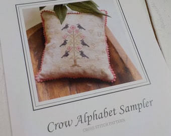 Crow Alphabet Sampler by Frog Cottage Designs...cross-stitch design, cross stitch chart, crow sampler