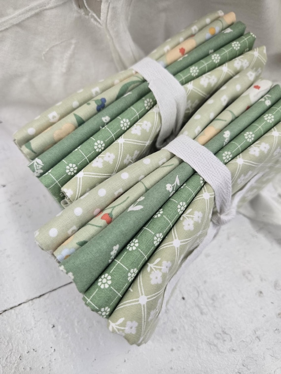 Cottage Charm...FQ Green Bundle...Heather Briggs of My Sew Quilty Life...Moda Fabrics...5 prints