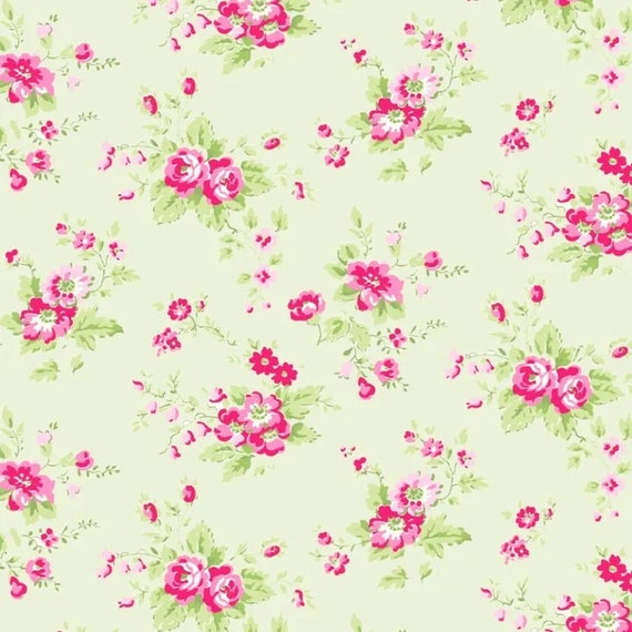 Picnic TW14 Green by Tanya Whelan...cottage style print, floral