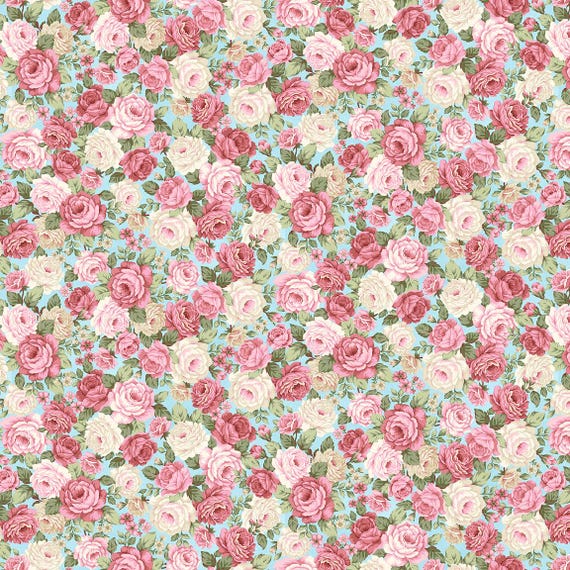 My Victorian Garden...Light Blue 3412-17...designer Mary Jane Carey...Henry Glass...pastel