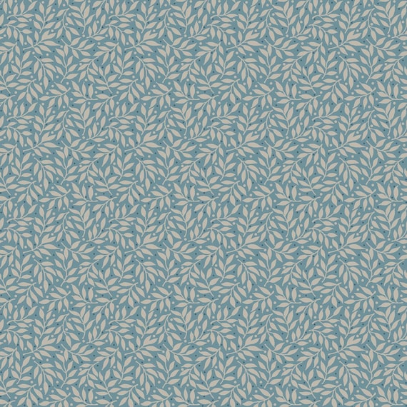 Midnight Bloom....MAS11265-EQ...Cream/Aqua...Leaf Vine...Maywood Studio
