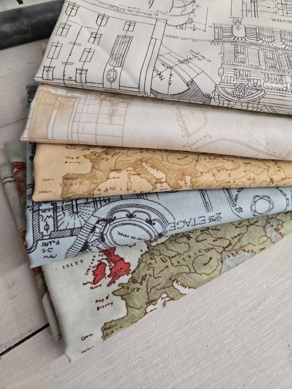 Passport...HALF Yard bundle...3 Sisters...Moda Fabrics...5 prints