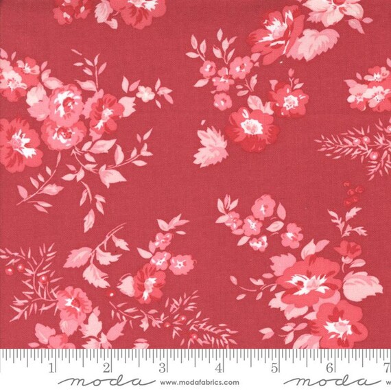 Hollyhocks & Roses...Geranium Red 3050-17...Bunny Hill Designs...Moda Fabrics